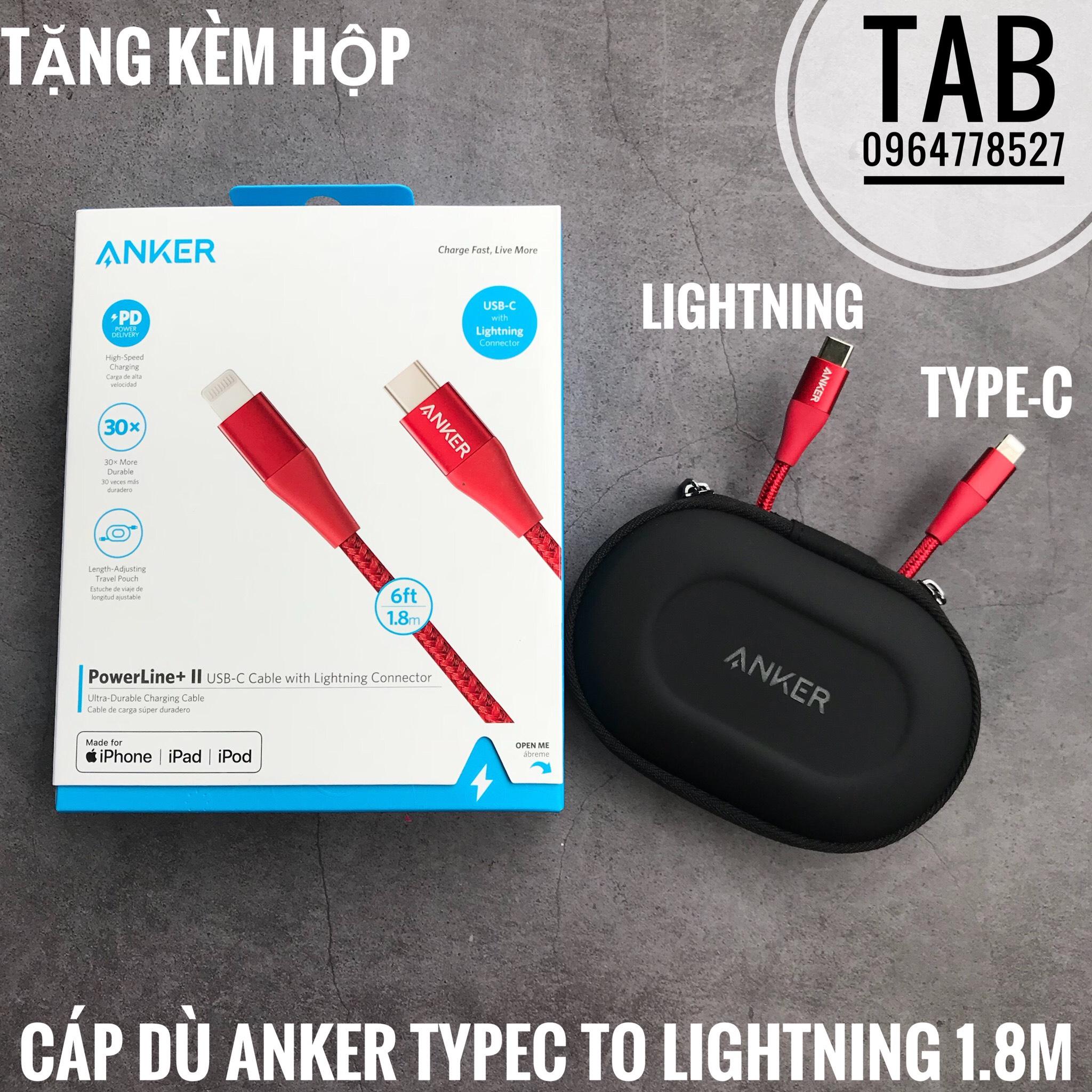 Cáp dù anker powerline+ ii 1.8m usbc to lightning - có hộp