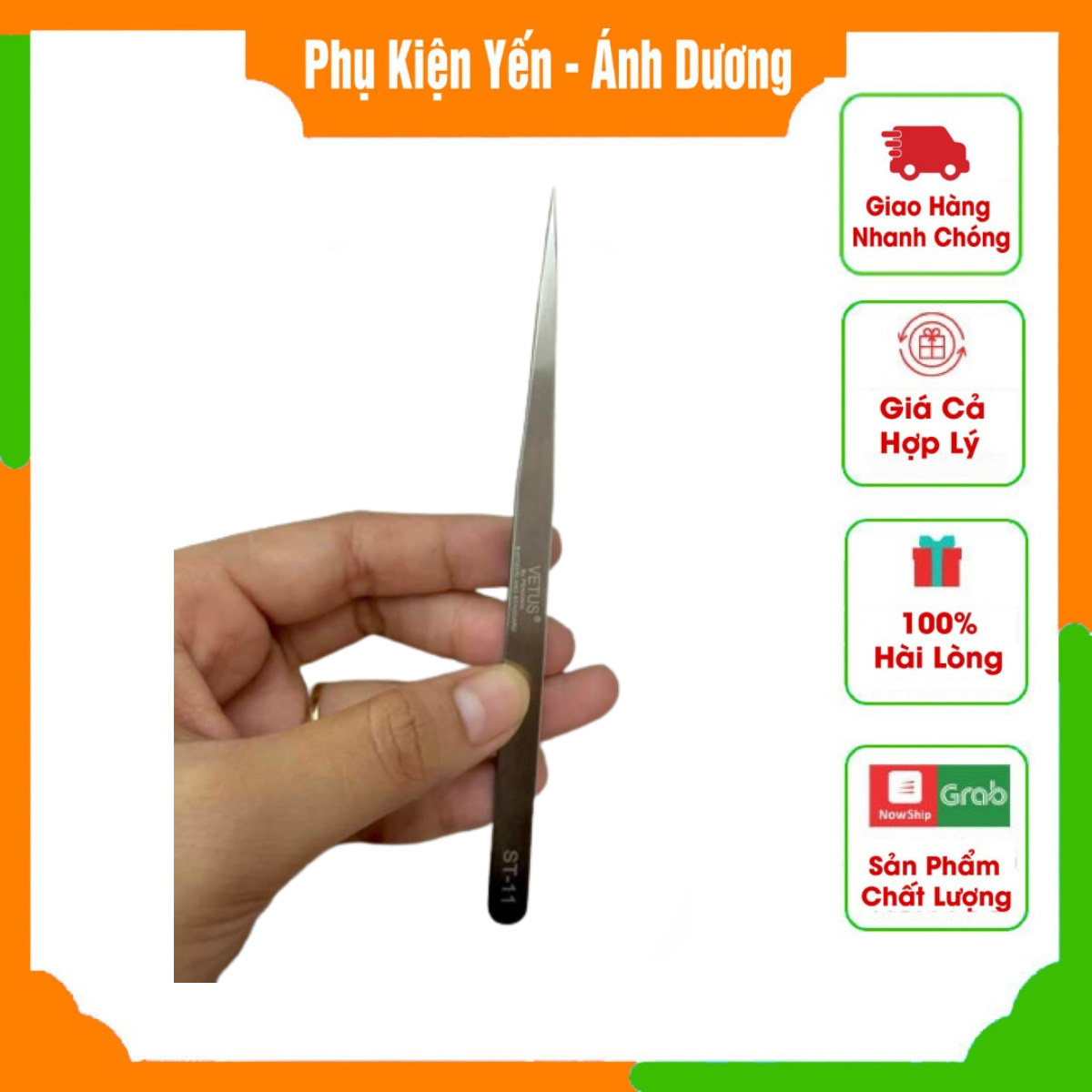 Nhíp gắp lông tổ yến chuyên dụng/Nhíp gắp linh kiện/ Nhíp nối mi 1 thẳng 1 cong giá rẻ nhíp thẳng, mũi nhọn dễ gắp lông có 3 loại ST11, ST12, ST15 - Phụ Kiện Yến
