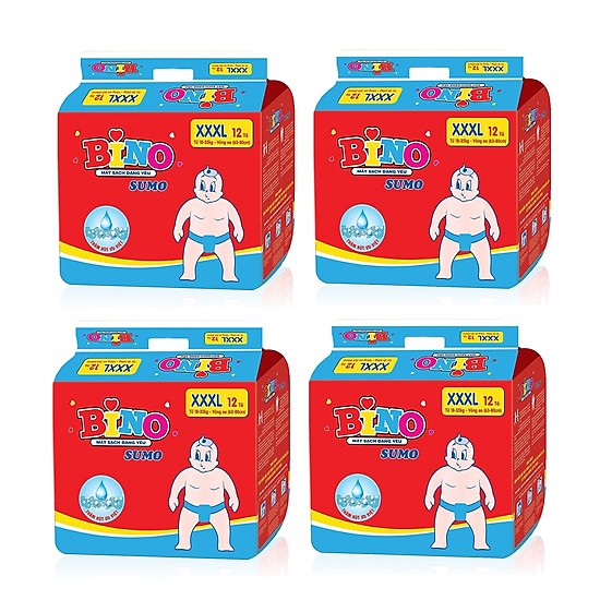 Combo 4 gói tã dán bino sumo siêu đại cho bé