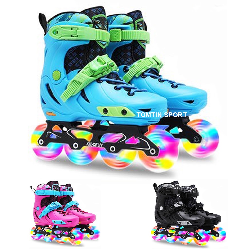 Giày patin trẻ em nam và nữ có đèn led tặng kèm bảo hộ chân tay hãng KINGFLY W198 cao cấp - TOMTIN SPORT quà tặng sinh nhật