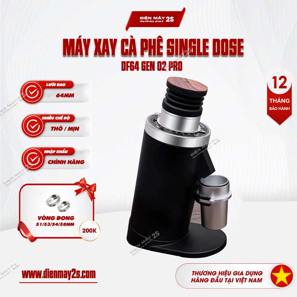 Máy xay cà phê df64 gen 02 single dose - công suất 250w - màu sắc trắng/đen- bảo hành 12 tháng