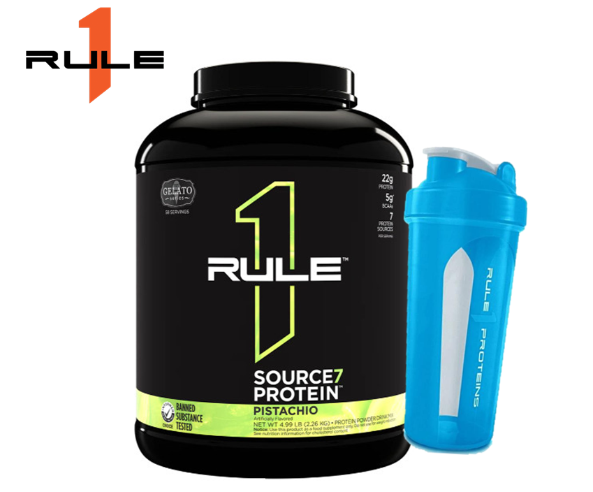 Tổng hợp 7 loại whey protein chất lượng cao Rule 1 Source 7 Protein 4.8 - 4.99lb tặng bình Shaker
