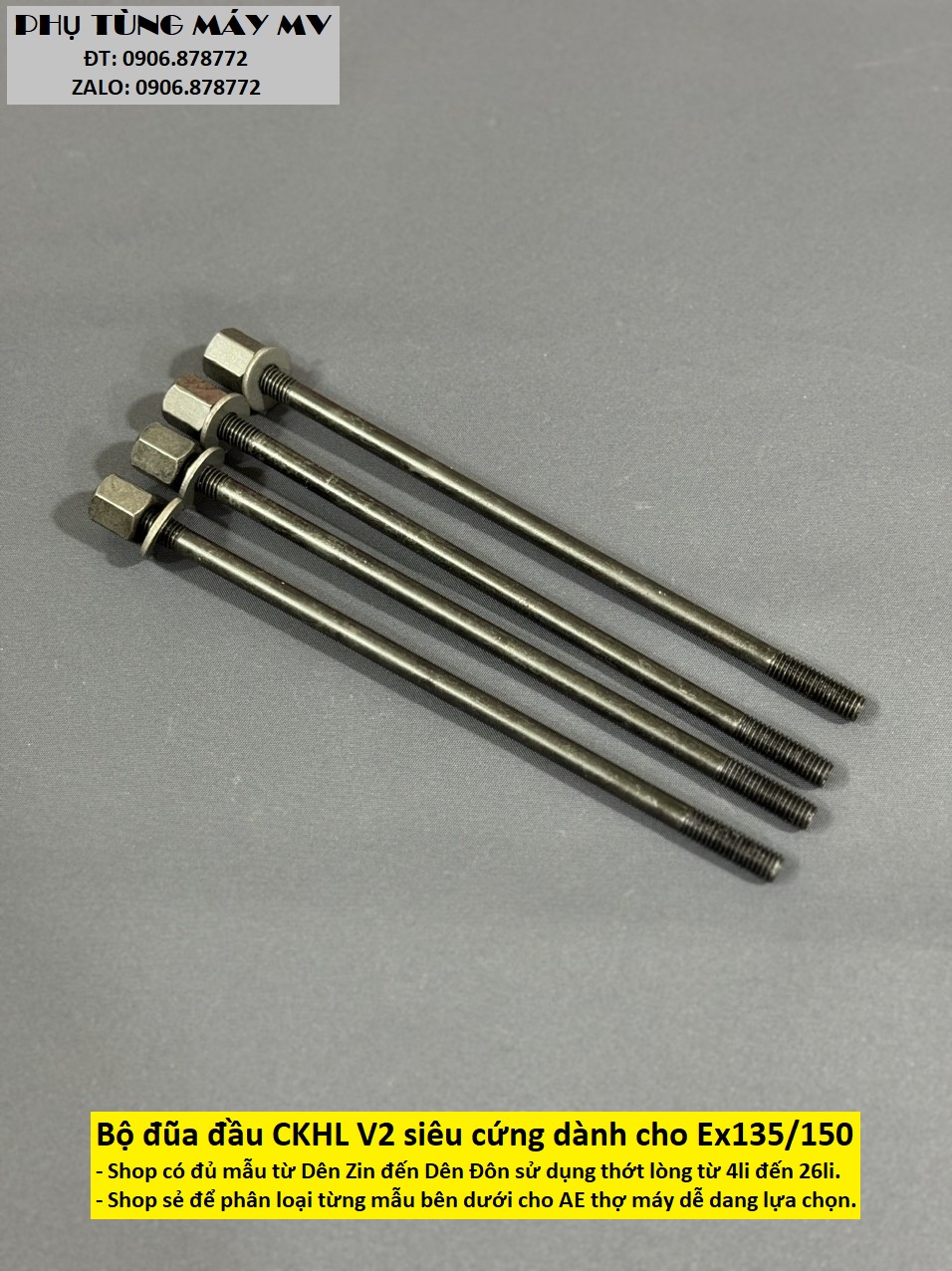Đũa đầu dên zin và dên đôn đủ size cho xe ex135/150. siêu cứng