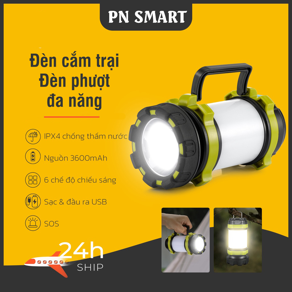 Đèn pin siêu sáng đa chức năng 4 trong 1 Đèn phượt, đèn bão,đèn dự phòng, đèn cảnh báo
