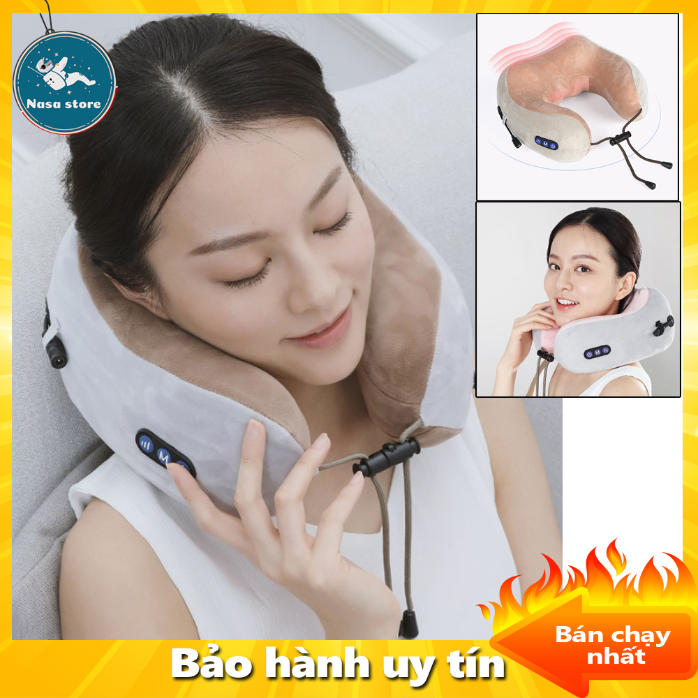 Gối Massage Du Lịch Không Dây (Đeo Cổ) Sử Dụng Liệu Pháp Massage Shiatsu Nhật Bản, Đệm Massage Thư Giãn Trị Liệu Hồng Ngoại (Xoa Bóp Bấm Huyệt)Giảm Đau Nhức Vai Gáy,Đau Lưng,Mỏi Cổ Lợi Cho Dân Văn Phòng Và Tài Xế