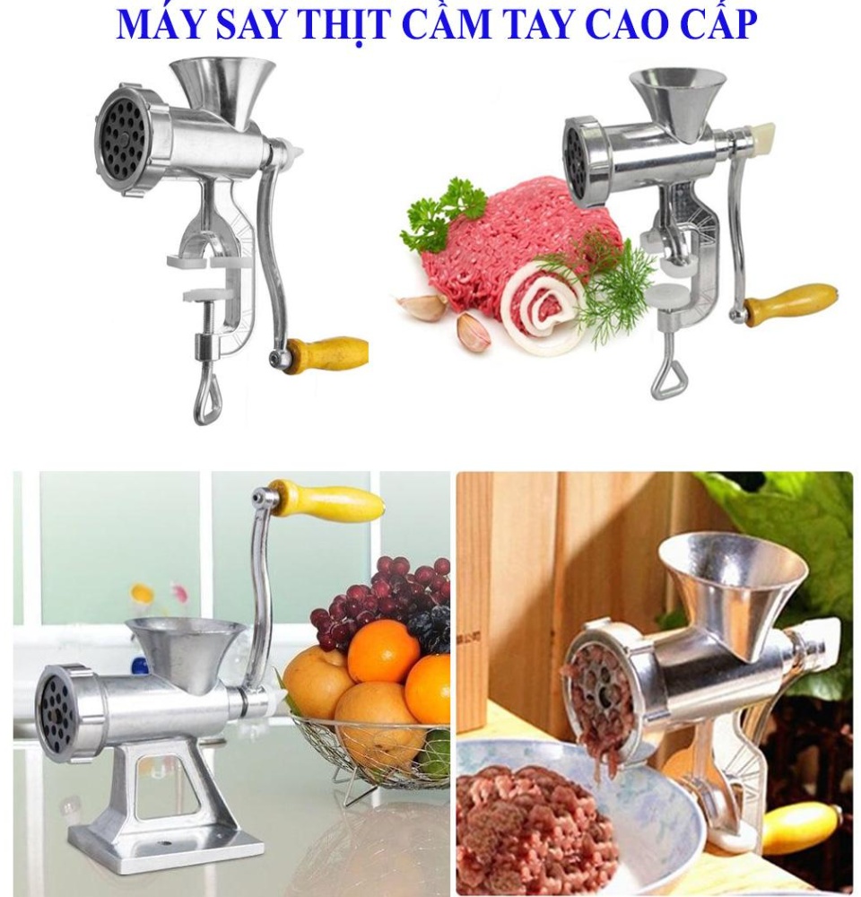 [HCM]Máy Xay Thịt Đa năng Bằng Nhôm Quay Tay (Xay Thịt Nhồi Lạp Xưởng Xúc Xích Làm Mì) - máy xay thịt cầm tay quay tay tiện dụng