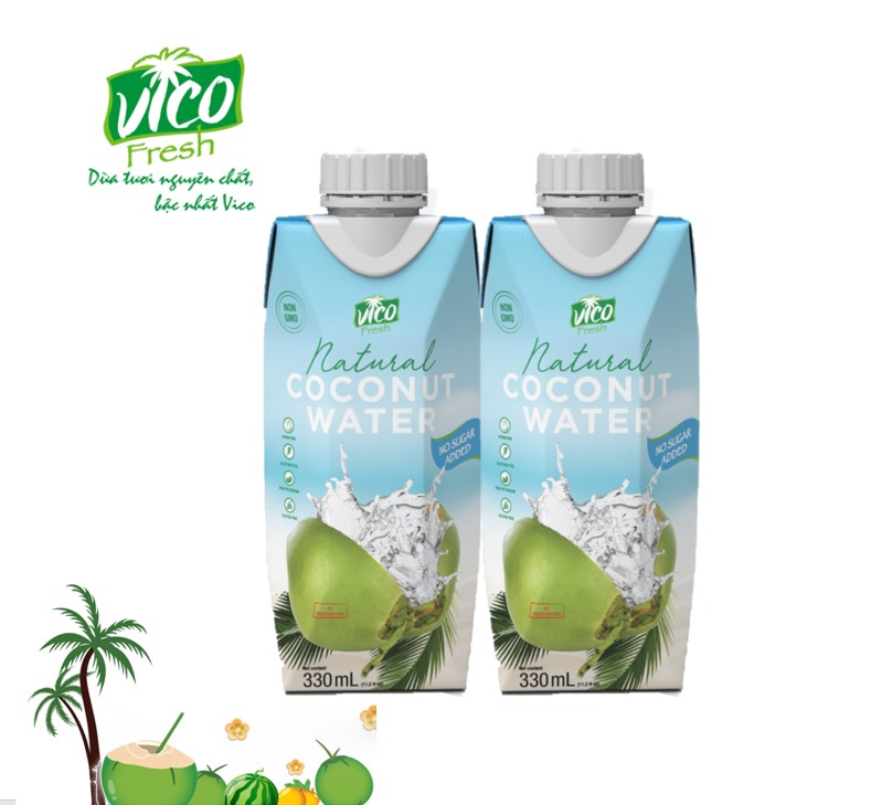 2 HỘP NƯỚC DỪA VICO FRESH NATURAL KHÔNG ĐƯỜNG 330ML