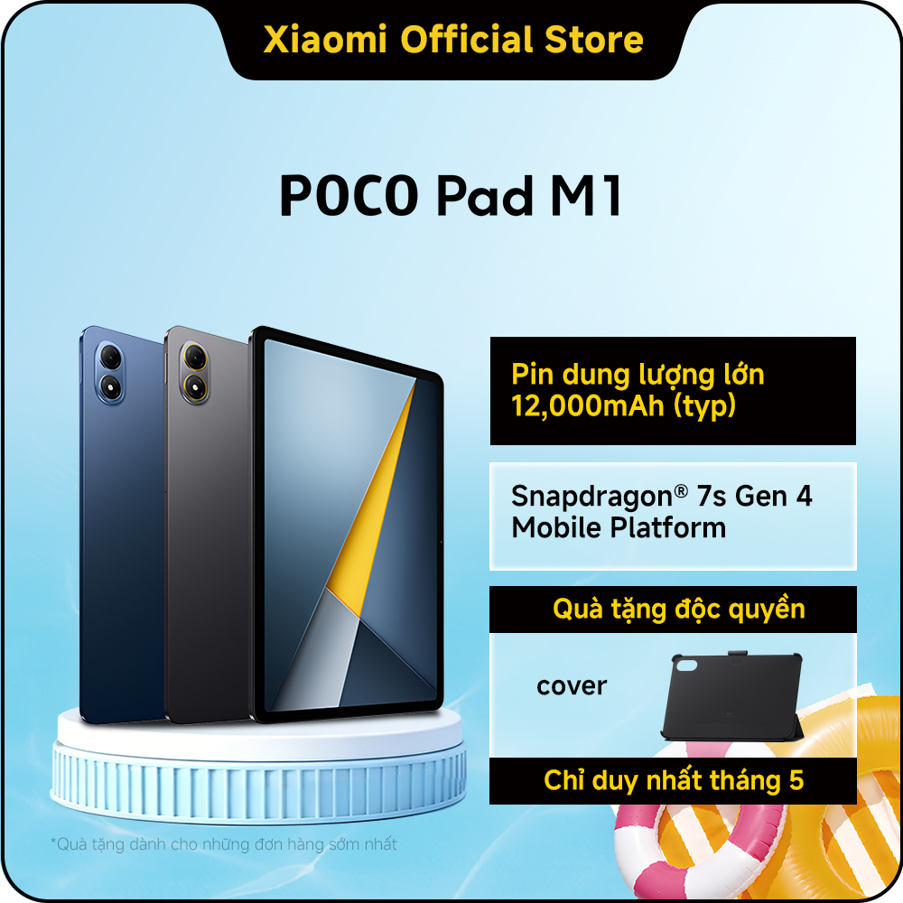 Máy tính bảng POCO Pad M1 | 8GB+256GB, màn hình 12.1'' 120Hz 2.5K, pin khủng 12000mAh, Snapdragon® 7s Gen 4, hỗ trợ sạc ngược 27W