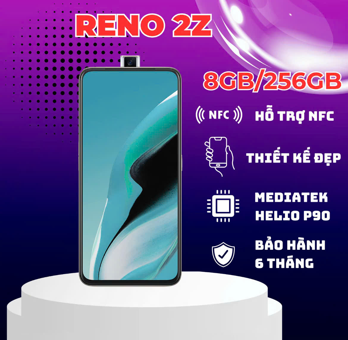 Z.Op Reno2 Z 8Gb/256Gb Phone Has Nfc, Original and Beautiful, Full Functions, Comes with Case, Tempered Glass, 6-Month Warranty