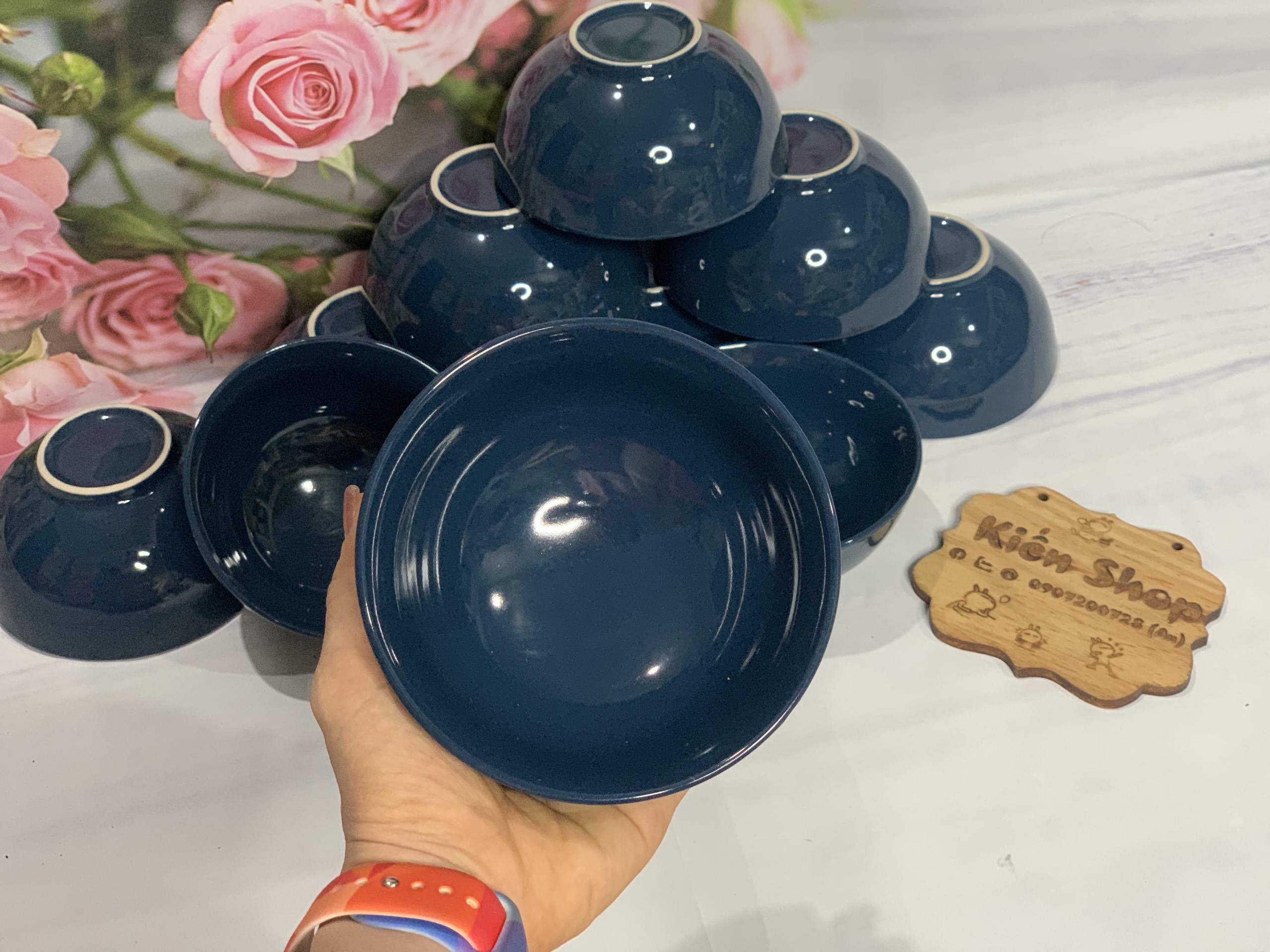 COMBO 3 CHÉN SỨ ĂN CƠM - TRÁNG MEN MÀU XANH DƯƠNG ĐẬM