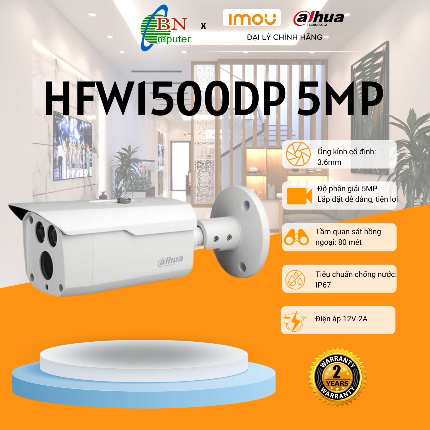 Camera hdcvi 5megapixels dahua hac-hfw 1500dp-s2