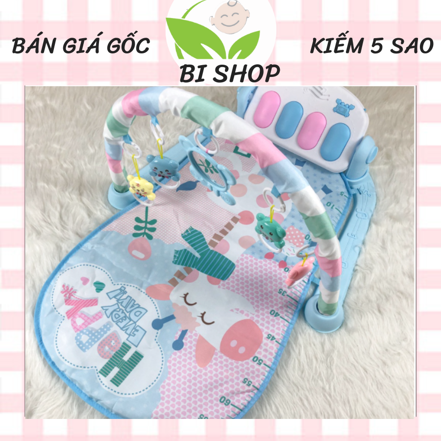 Thảm nhạc cho bé nằm chơi , thảm đàn Piano cho bé sơ sinh hình hươu màu xanh - BISHOPXM