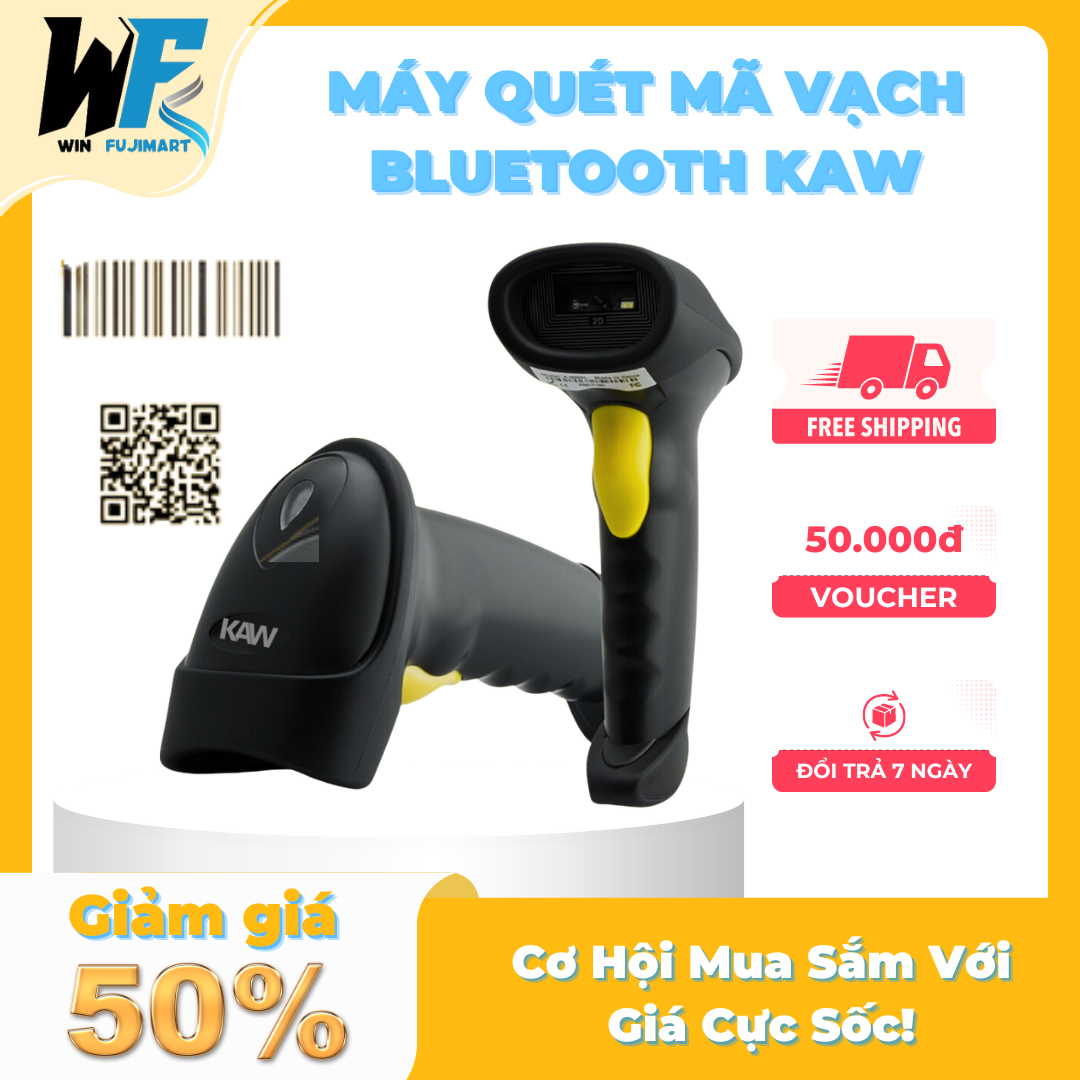 Máy quét mã vạch kaw 1d, 2d không dây, máy đọc mã vạch dùng trên điện thoại, bluetooth 5.0, quét mã vạch đa tia mã 1d, mã qr