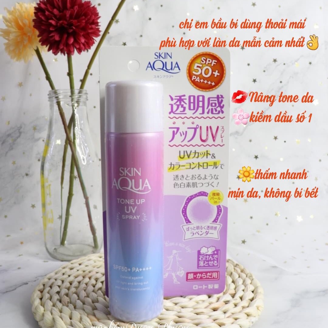 Xịt chống nắng rohto skin aqua tone up spray spf50