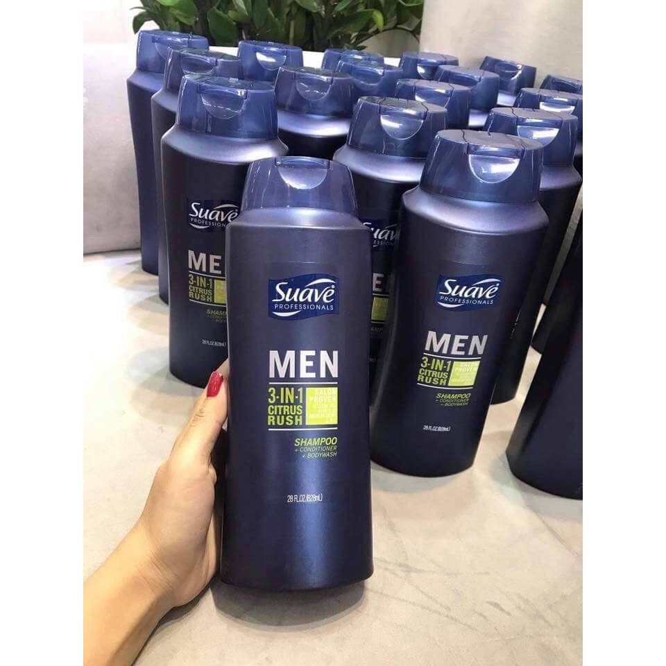 Tắm gội suve men 3n1 828ml mỹ, tắm gội toàn thân cho nam suve men 828ml