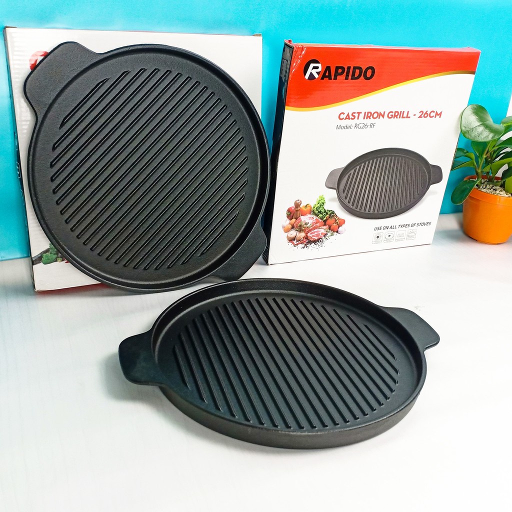 Chảo gang nướng Rapido 26cm chống dính dùng được cho bếp từ