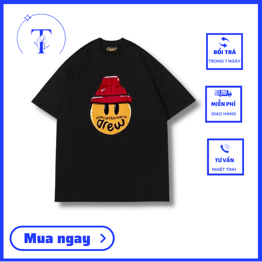 Áo thun dreww xinh xắn form rộng unisex chất cotton phong cách nam nữ mặc đôi mặc nhóm
