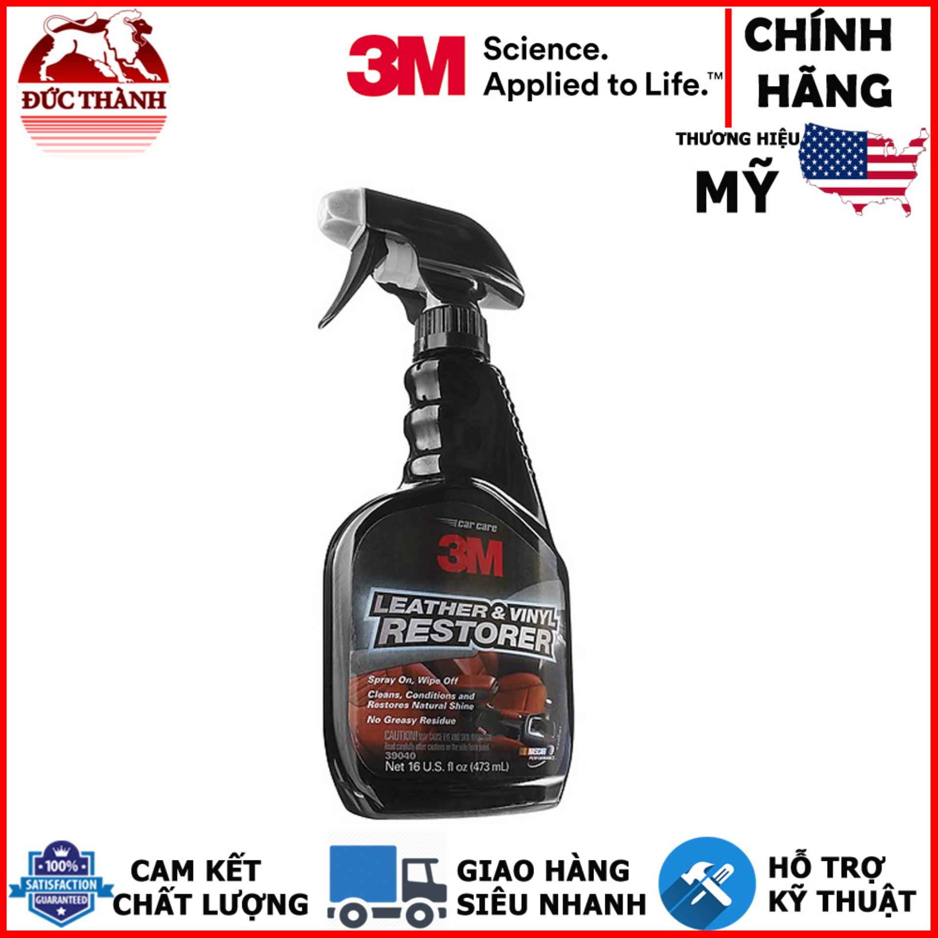 Chai xịt chăm sóc da, nội thất ô tô - 3m leather & vinyl restorer pn39040 473ml