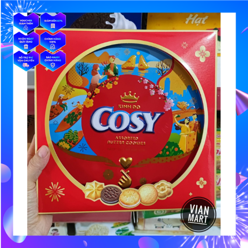 Bánh Cosy Kinh Đô hôp thiếc 378g mẫu tết 2022-bánh quy bơ kẹo kem cao cấp
