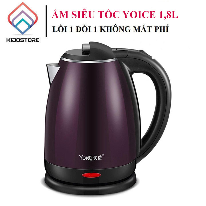 Ấm đun nước siêu tốc, bình đun nước siêu tốc yoice tím 1.8l công suất mạnh mẽ 1500w - bảo hành 12 tháng