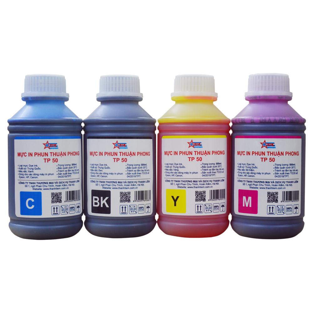 (BỘ 4 MÀU) Mực in phun Thuận Phong TP50 (500ml) dùng cho máy in phun Epson, HP, Canon