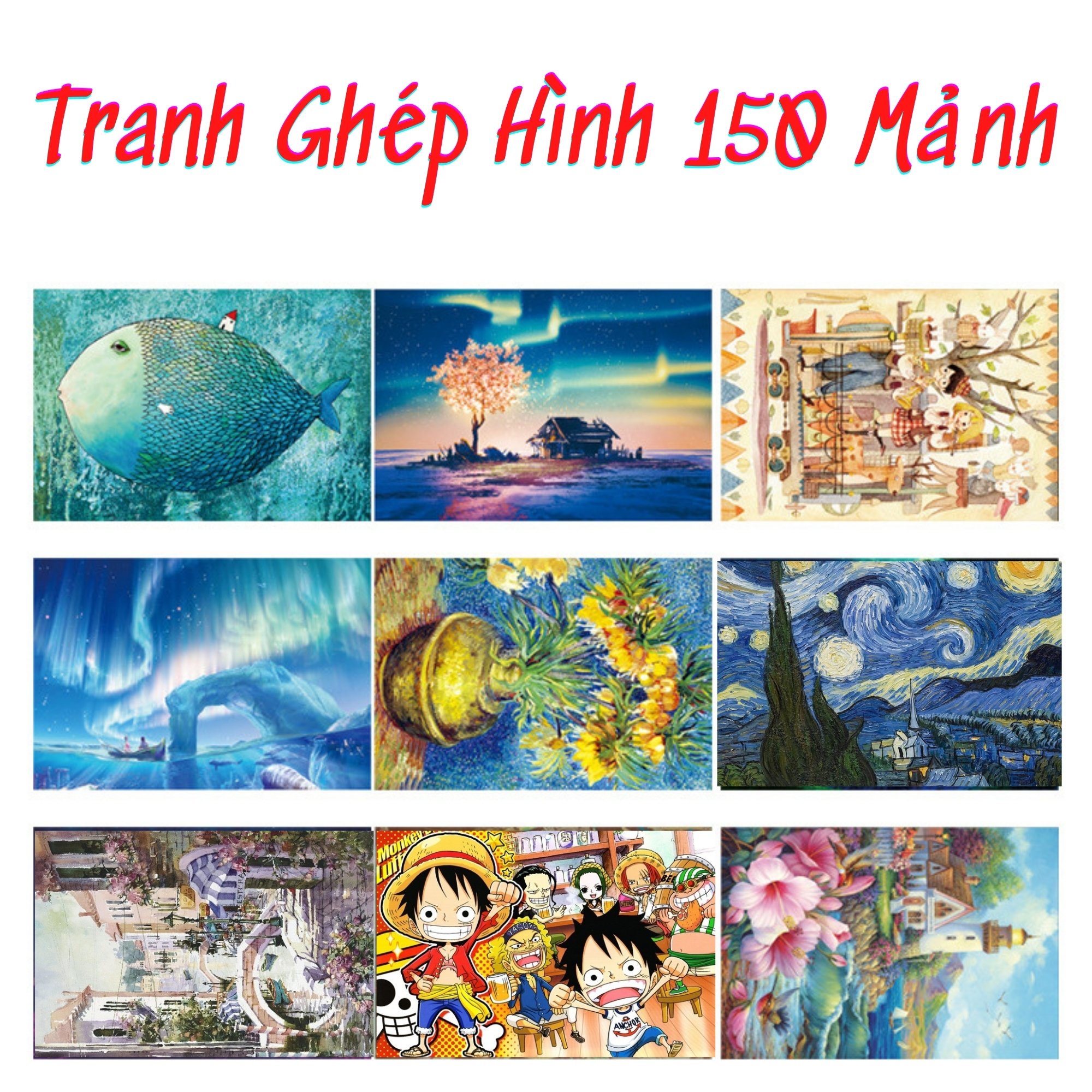 Tranh ghép hình 150 mảnh kích thước 15cm x 10cm nhiều mẫu khác nhau