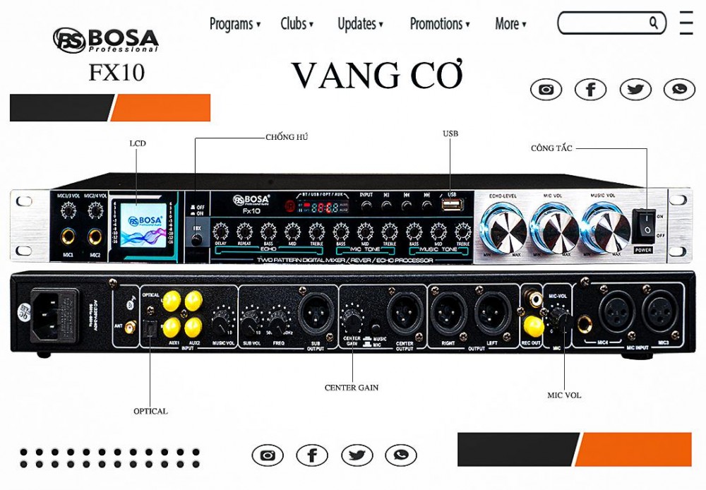 Vang cơ chống hú bosa fx10 chính hãng