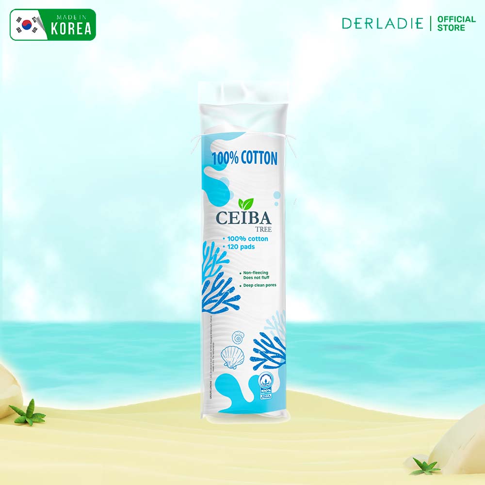 Bông Tẩy Trang Ceiba 100% Cotton Siêu Tiết Kiệm Dung Dịch 120 Miếng
