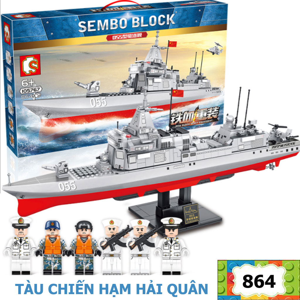 Đồ chơi lego tàu chiến hạm quân sự T055 bộ xếp hình giúp trẻ thông minh với 864 mảnh ghép