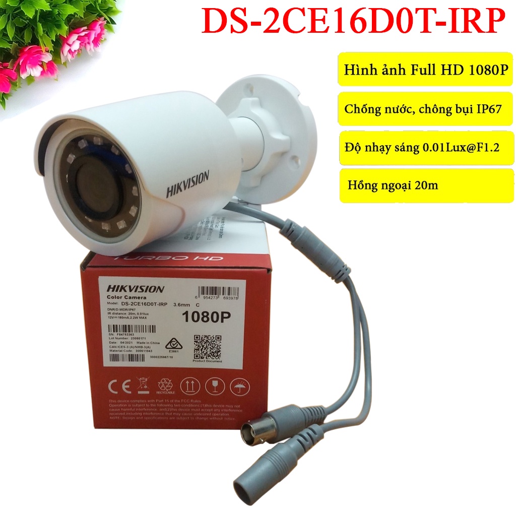 Camera 2mp full hd 1080p hikvision ds-2ce16d0t-irp - hàng chính hãng