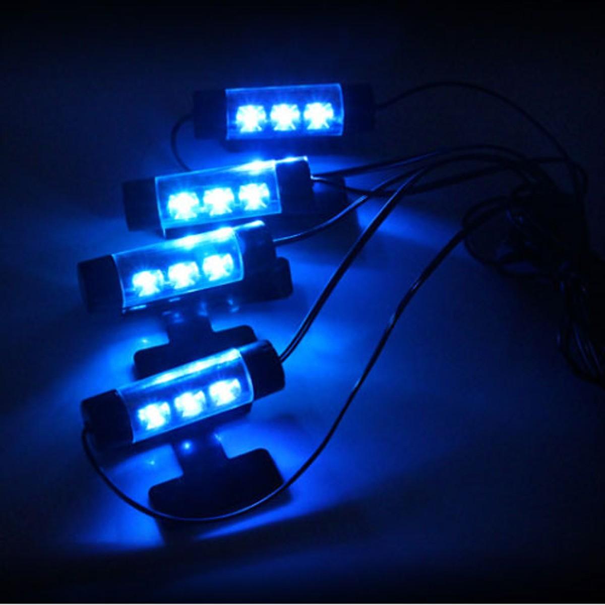 [HCM]Bộ 4 Đèn Led Gầm Ghế Trang Trí Nội Thất Ô Tô Màu Xanh Dương
