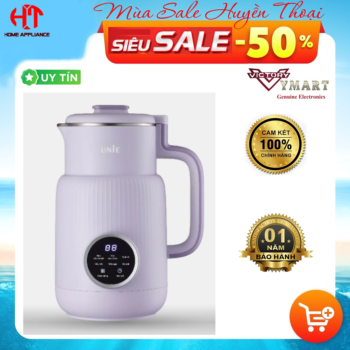 Máy làm sữa hạt unie umb08, máy làm sữa hạt đa năng umb08 - model mới nhỏ gọn- hàng chính hãng, bảo hành 12 tháng