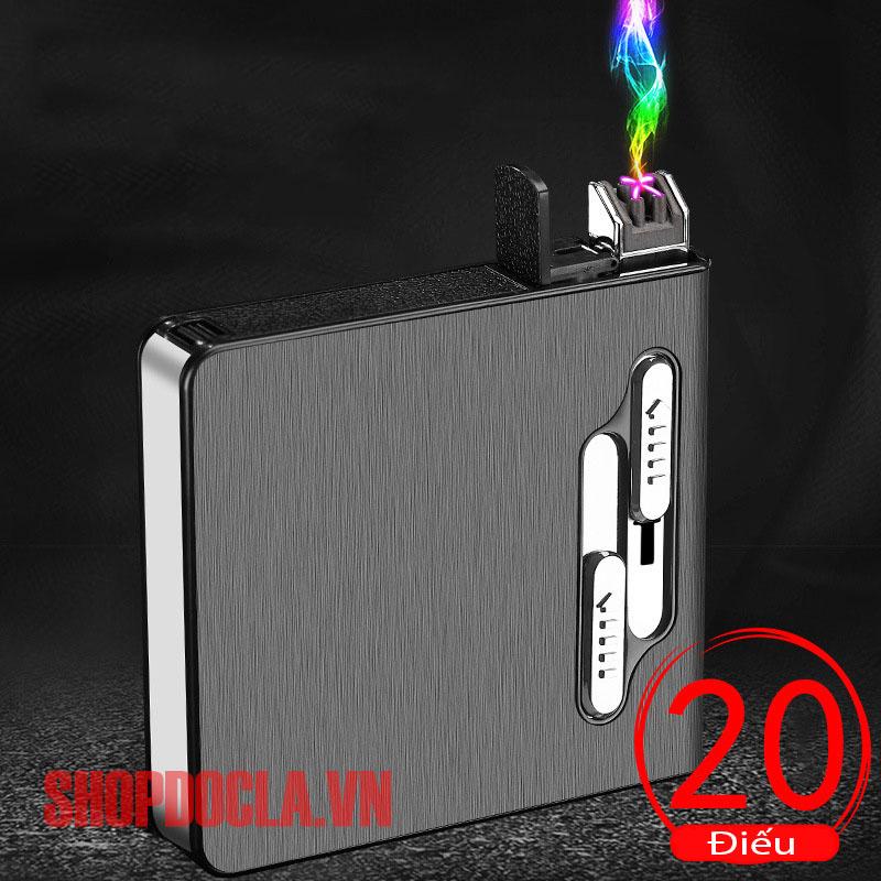 Hộp đựng thuốc có Sạc USB Kiêm Bật Lửa Điện chứa tối đa 20 điếu