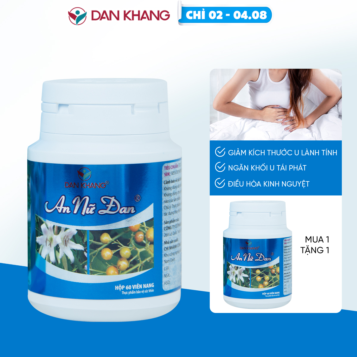 Viên Uống Hỗ Trợ Phòng Ngừa Và Giảm Kích Thước U Xơ U Nang An Nữ Đan Dân Khang Hộp 60 viên
