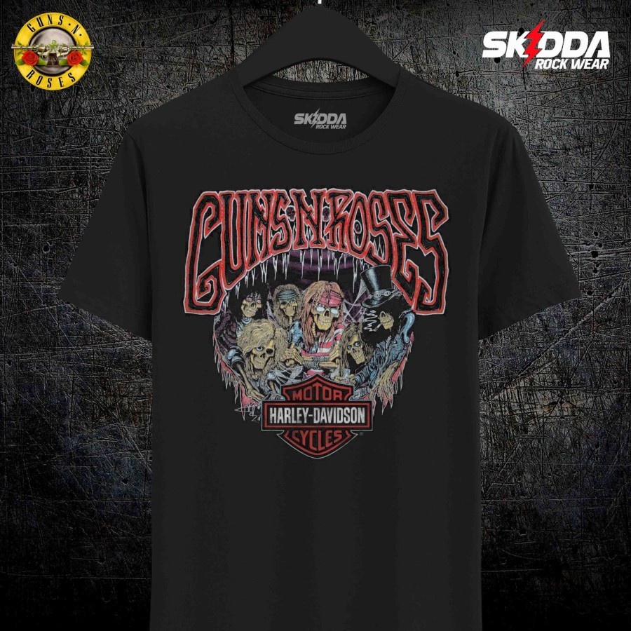 Harley davidson áo thun đen in hình ban nhạc rock davidson 07 premium nsa