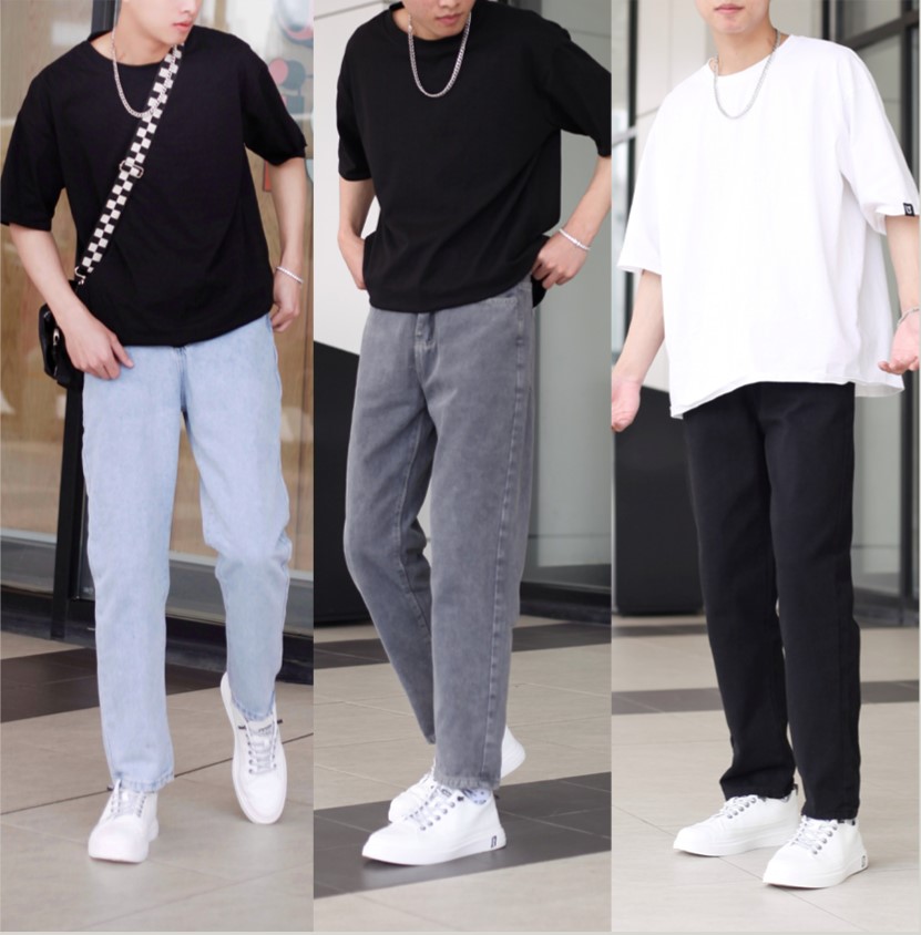 Quần jean baggy nam nữ unisex ống suông rộng cạp cao chất bò pon.mens