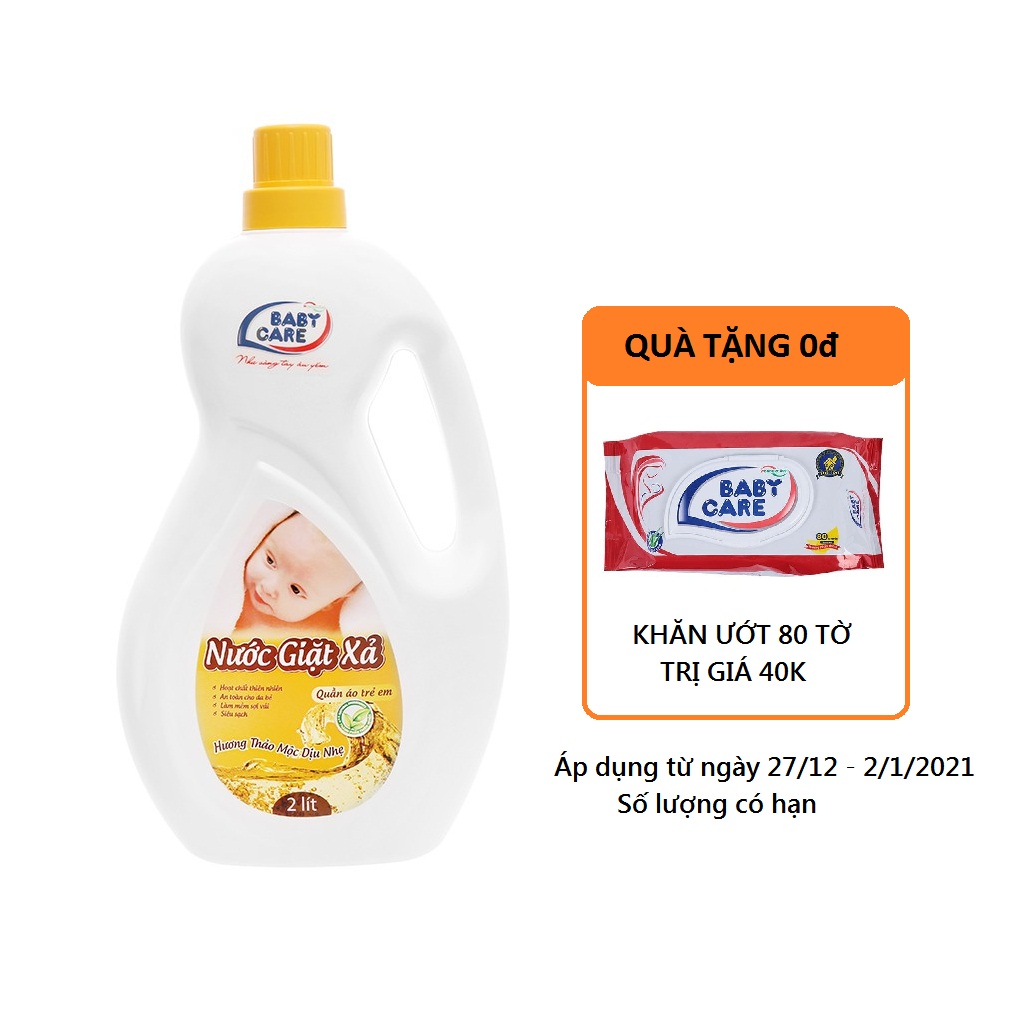 Nước giặt xả quần áo cho bé Baby care - Hương thảo mộc