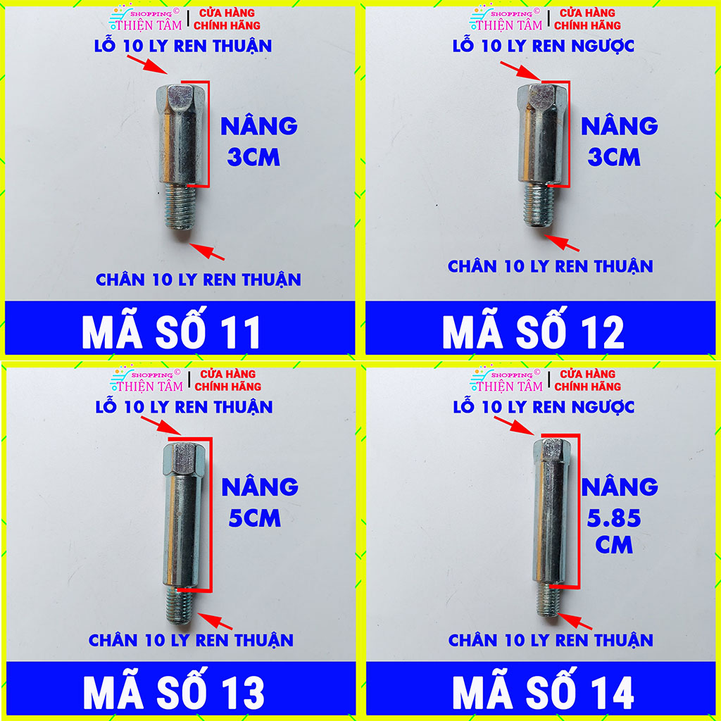 [Loại Dài] 1 Con Ốc Nối Chuyển Ren Thuận 10 Ly Chân Gương Loại Dài Xe Máy Sh Vision Lead Sh Mode Ab Air blade.....