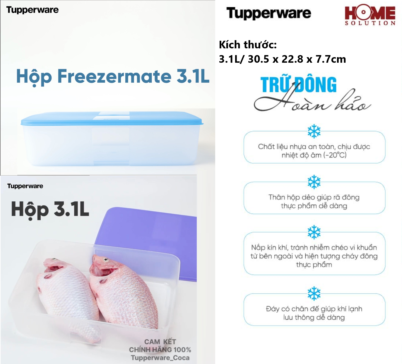 Tupperware official store - hộp 3.1l trữ đông freezermate jumbo xanh - essential tím lazada chính hãng 100%