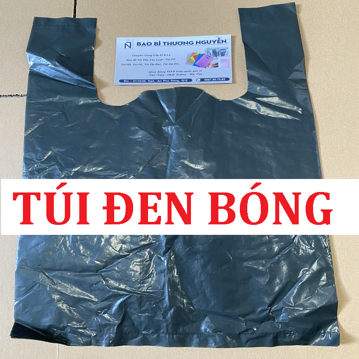 1kg túi 2 quai đen bóng dẻo dai, túi dày chắc đựng nặng được, túi xốp nylon đủ size chọn, bao bì thương nguyễn