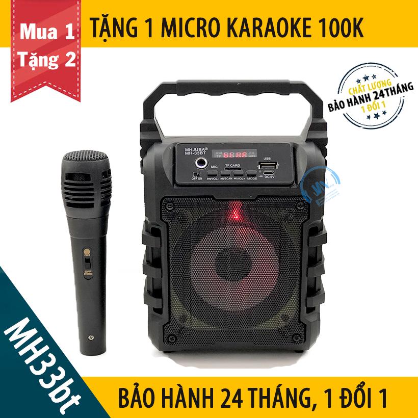 Loa bluetooth karaoke di động mini MH33BT tặng kèm micro hát cực hay