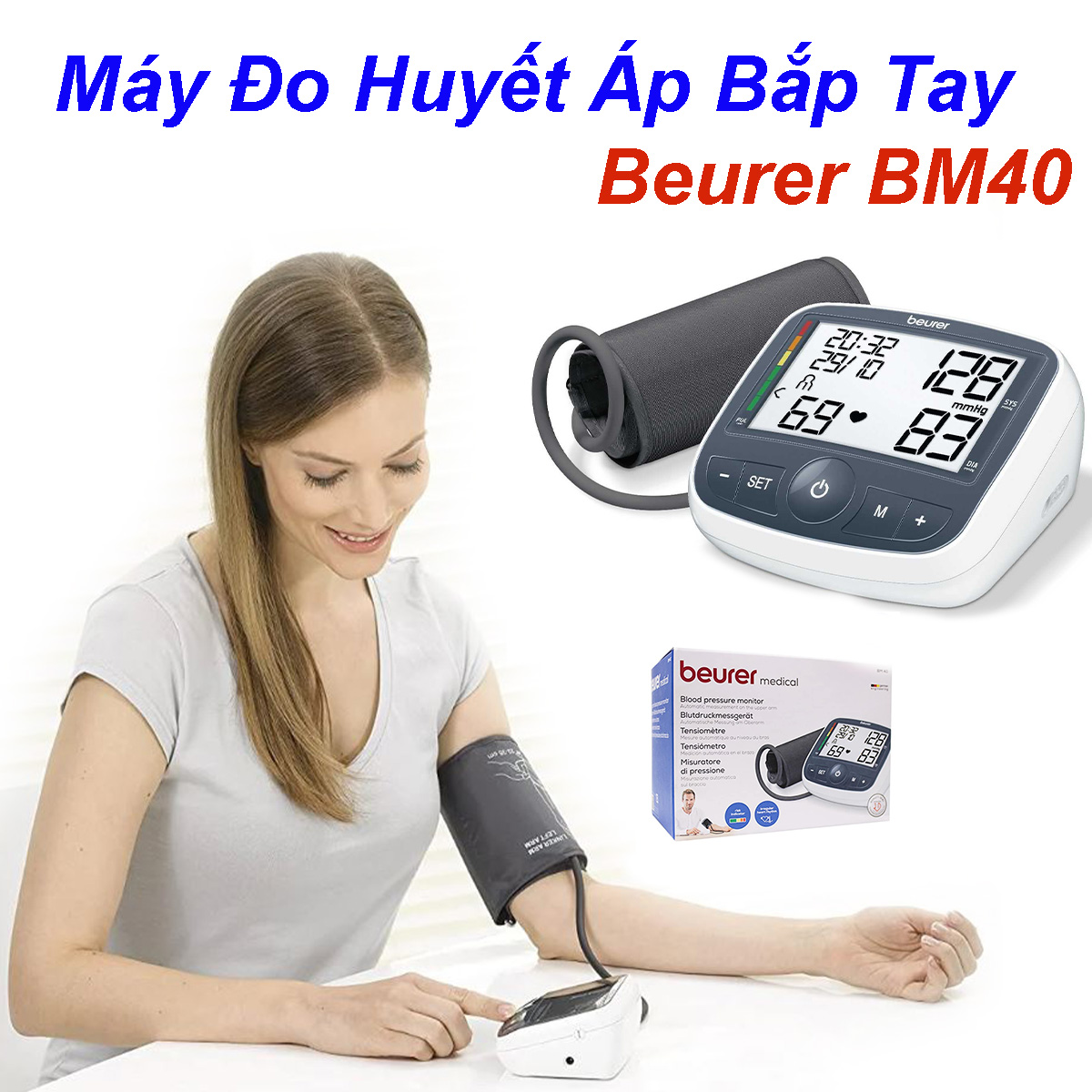 Máy Đo Huyết Áp Bắp Tay Beurer BM40 Kèm Sạc (adapter)
