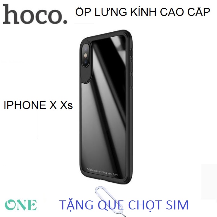 Ốp lưng kính hoco cao cấp chính hãng dùng cho ipX tặng que chọt sim