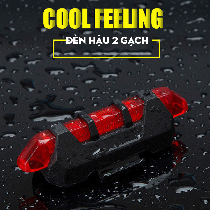 Đèn hậu, đèn sau xe đạp 5 bóng led 4 chế độ 2 gạch