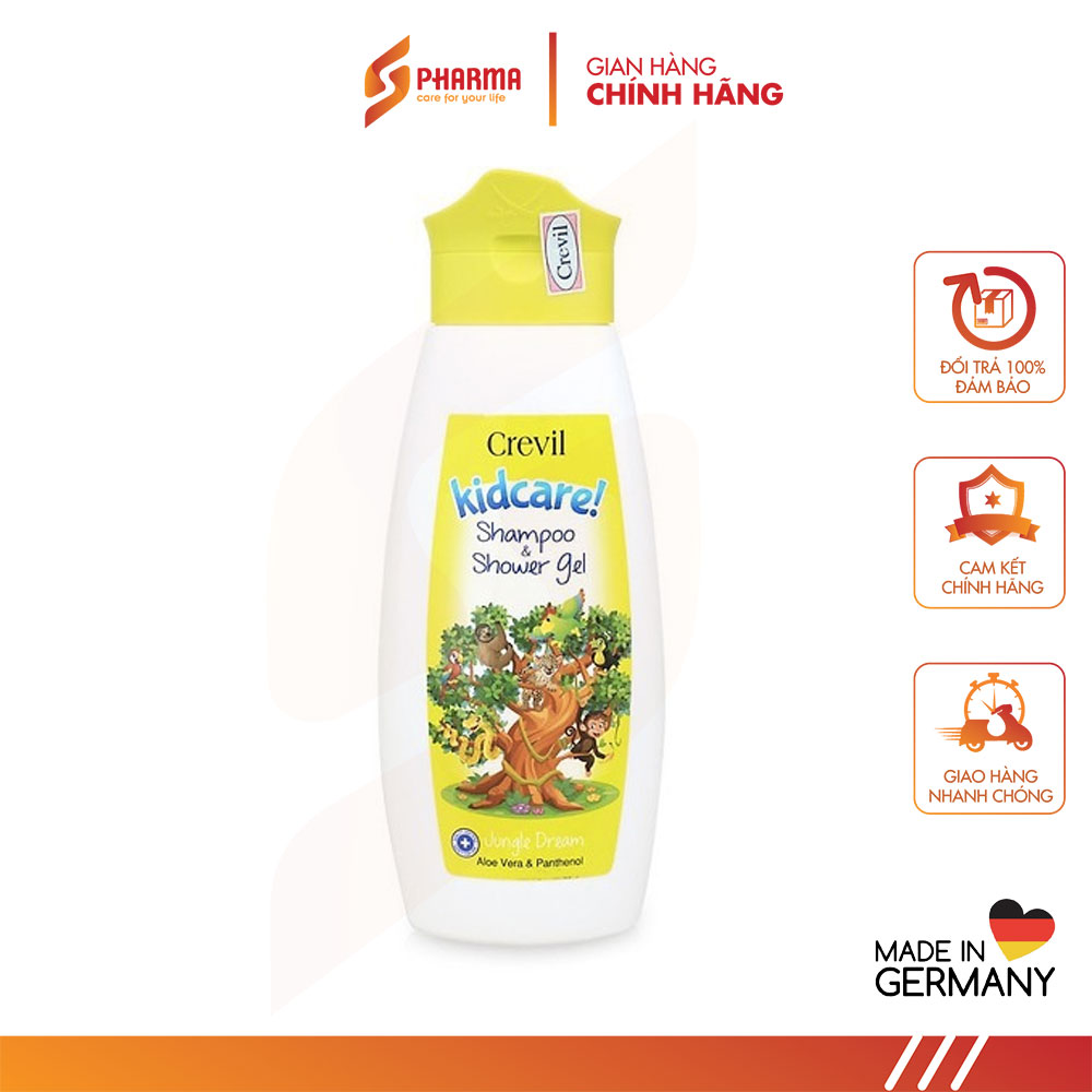 Gel tắm, gội cao cấp cho Trẻ em Crevil Kidcare Shampoo Shower gel Jungle Dream [300ml] - Đức
