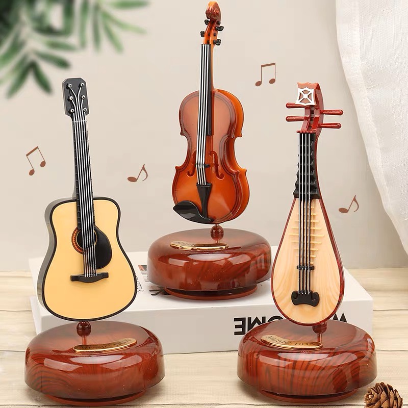 Hộp nhạc trang trí nhà cửa đàn violin, đàn guitar, đàn tỳ bà