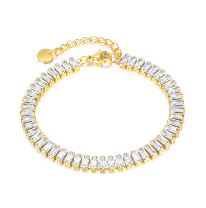 Lắc tay đính đá zircon sang trọng titan ko đen tt 4374