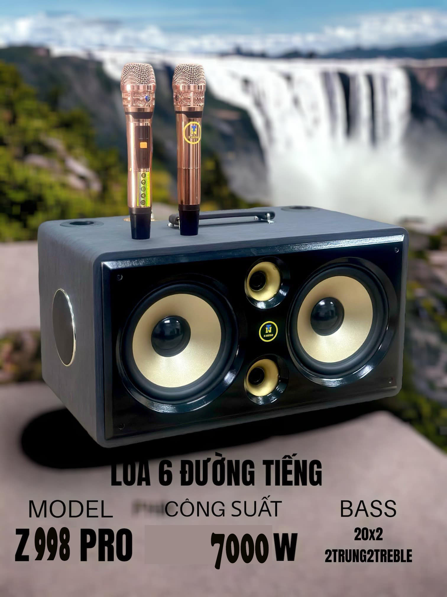 HÀNG BÃI MỸ Loa Kéo Xách Tay JBL Z998PRO Với 6 Đường Tiếng Đánh Cực Mạnh 2 Bass 2Trung 2Treble Siêu Trầm Công Suất Khủng 700W Cổng Thu Âm Livestream Đàn Gitar Micro Phụ Bluetooth 5.0 Cáp Quang HDML AUX Reverb Echo Delay