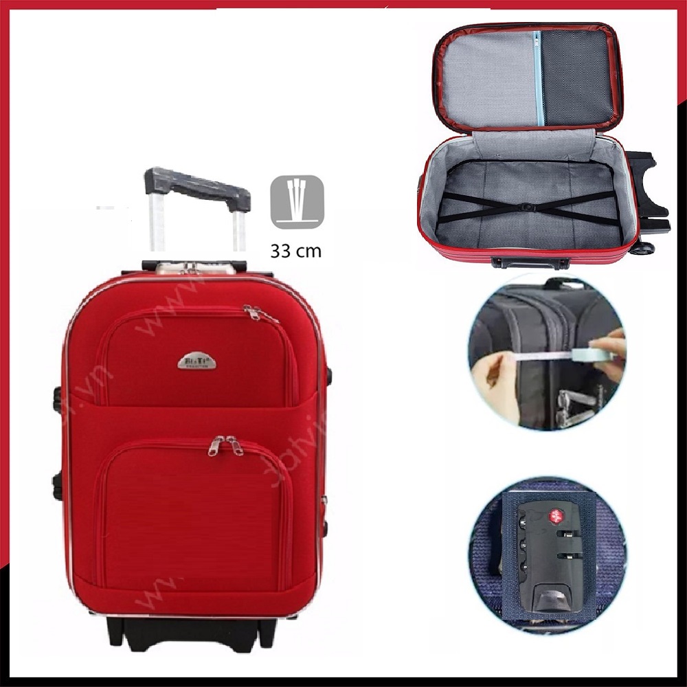Vali kéo du lịch bi&ti màu đỏ có nắp - 20 và 24 inch