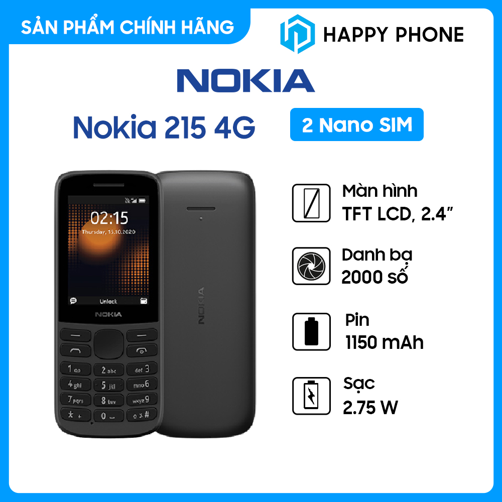 Điện thoại nokia 215 4g - hàng chính hãng, mới 100%, nguyên seal | bảo hành 12 tháng